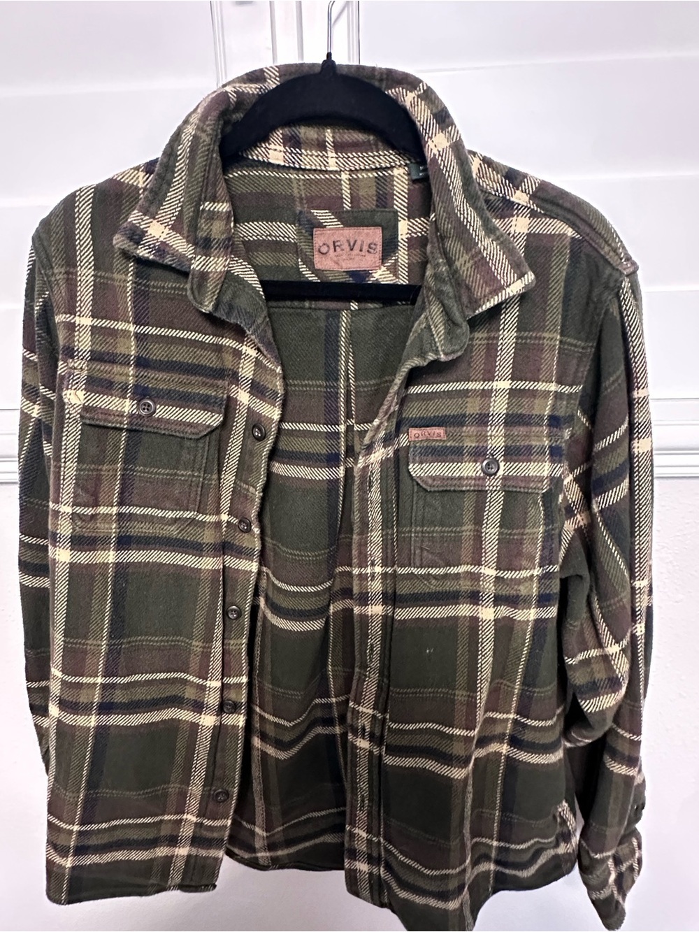 Orvis Olive and Cream Plaid Lightweight Shirt Jacket